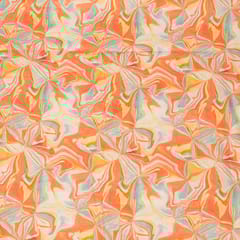 Orange Colour Lawn Cotton Digital Printed Fabric
