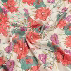 White Colour Lawn Cotton Digital Printed Fabric