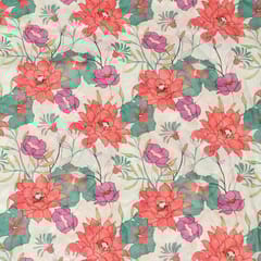 White Colour Lawn Cotton Digital Printed Fabric