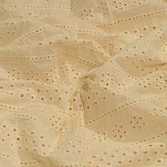 Off White Colour Dyeable Cotton Chikan Embroidered Fabric