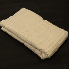 Off White Colour Dyeable Cotton Chikan Embroidered Fabric