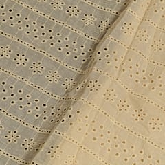 Off White Colour Dyeable Cotton Chikan Embroidered Fabric
