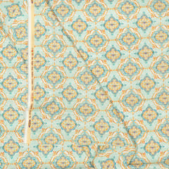 Green Color Lawn Cotton Digital Printed Fabric