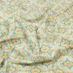 Green Color Lawn Cotton Digital Printed Fabric