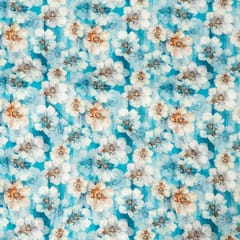 Sky Blue Color Lawn Cotton Digital Printed Fabric