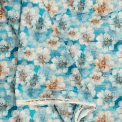 Sky Blue Color Lawn Cotton Digital Printed Fabric
