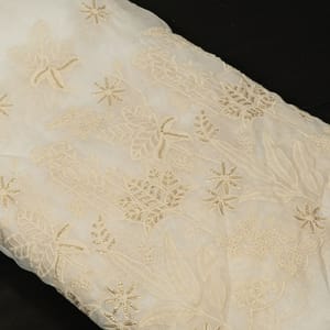Dyeable Organza Lakhnavi Embroidered Fabric