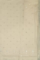 Off White Color Dyeable Cotton Embroidered Fabric