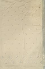 Off White Colour Dyeable Cotton Embroidered Fabric