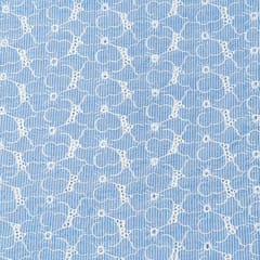 Sky Blue Colour Chikan Chambrey Stripes Fabric