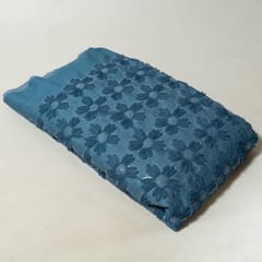 Light Blue Colour Denim Embroidered Fabric