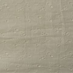 Off White Colour Dyeable Cotton Chikan Embroidered Fabric