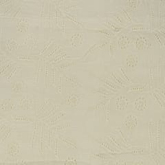Off White Colour Dyeable Cotton Chikan Embroidered Fabric