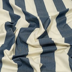 White and Blue Denim Printed Fabric