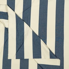 White and Blue Denim Printed Fabric