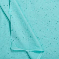 Sky Blue Colour Cotton Chikan Embroidered Fabric