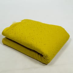 Mustard Colour Cotton Chikan Embroidered Fabric