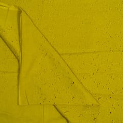 Mustard Colour Cotton Chikan Embroidered Fabric