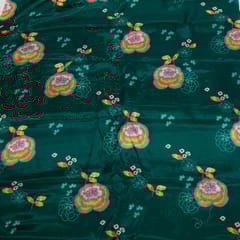 Peacock Green Colour Muslin Digital Printed Fabric