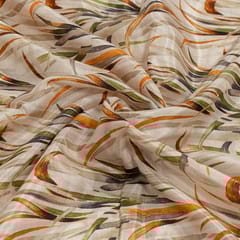 Ivory Colour Muslin Digital Printed Fabric