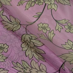 Purple Color Viscose Organza Floral Digital Printed Fabric