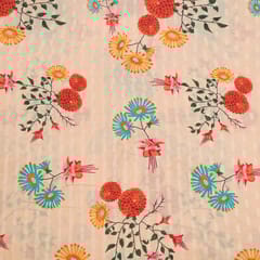 Peach Colour Cotton Orbit Booti Floral Digital Printed Fabric