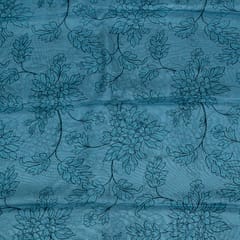 Blue Color Viscose Organza Floral Digital Printed Fabric
