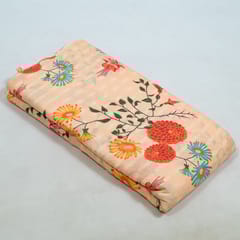 Peach Colour Cotton Orbit Booti Floral Digital Printed Fabric