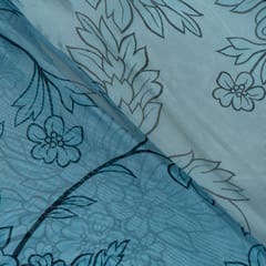 Blue Color Viscose Organza Floral Digital Printed Fabric