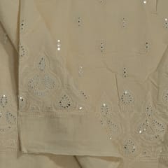 Off White Colour Dyeable Cotton Embroidered Fabric