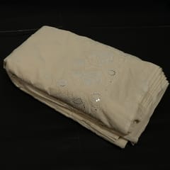 Off White Colour Dyeable Cotton Embroidered Fabric