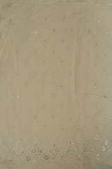Off White Colour Dyeable Cotton Embroidered Fabric