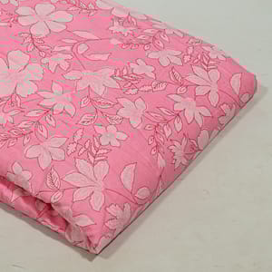 Pink Color Cotton Cambric Printed Fabric