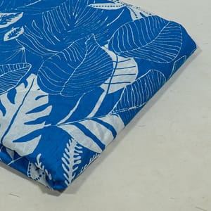 Blue Color Cotton Cambric Printed Fabric
