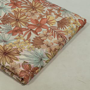 White Color Cotton Cambric Printed Fabric