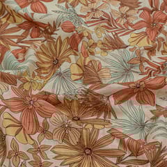 White Colour Cotton Cambric Printed Fabric