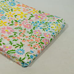 White Colour Cotton Cambric Printed Fabric