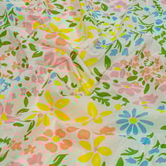 White Colour Cotton Cambric Printed Fabric