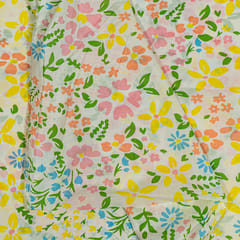 White Colour Cotton Cambric Printed Fabric