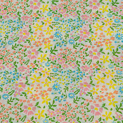 White Colour Cotton Cambric Printed Fabric