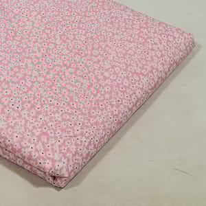 Pink Color Cotton Cambric Printed Fabric