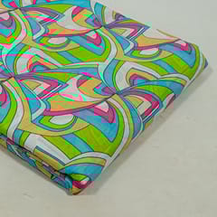 White with multi Colour Cotton Cambric Printed Fabric