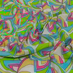 White with multi Colour Cotton Cambric Printed Fabric