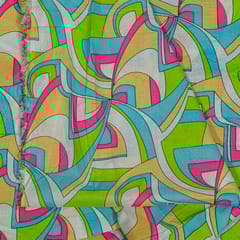 White with multi Colour Cotton Cambric Printed Fabric