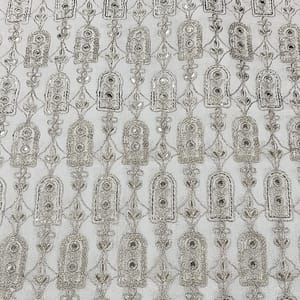 White dyeable georgette embroidery fabric