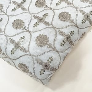 White dyeable georgette embroidery fabric