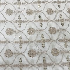 White dyeable georgette embroidery fabric