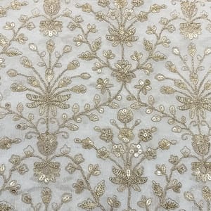 White dyeable georgette embroidery fabric
