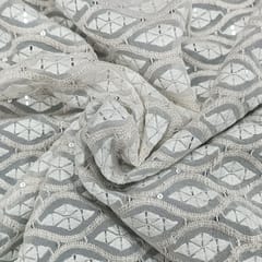 White dyeable georgette embroidery fabric