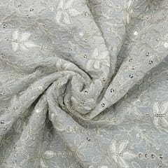 White dyeable georgette embroidery fabric